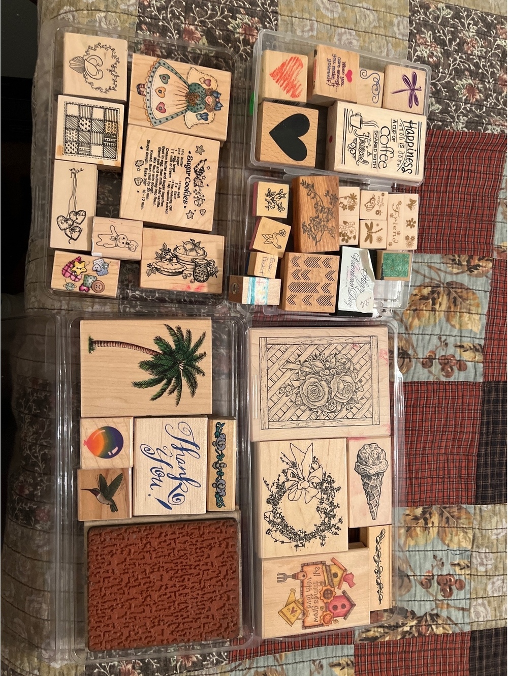 Assorted Wooden Craft Stamps Set with Various Designs